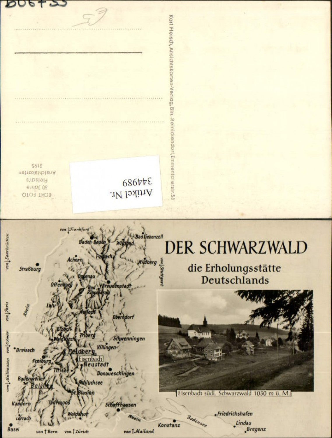 344989,Eisenbach im Schwarzwald Totale Passepartout Landkarte