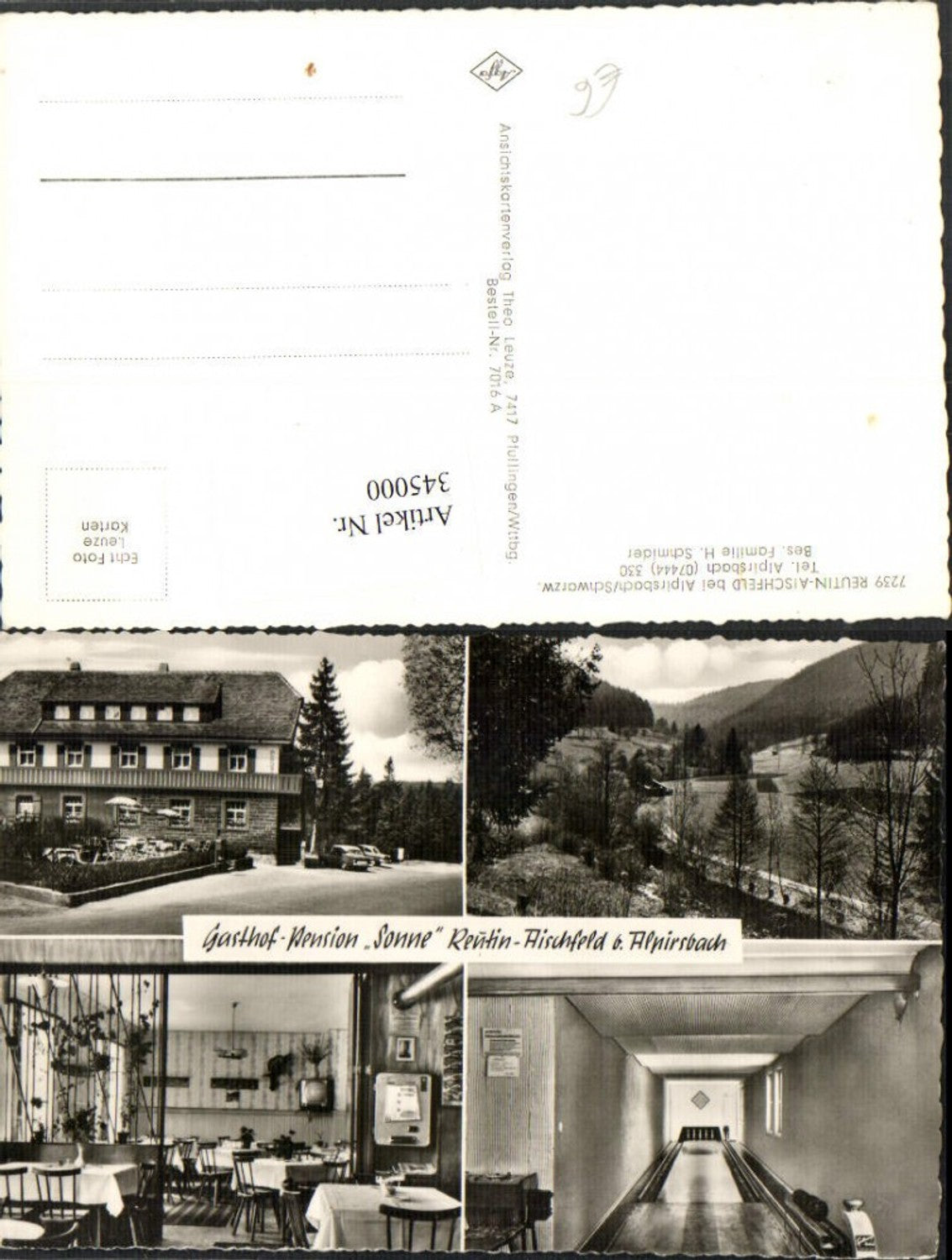 345000,Reutin-Aischfeld b. Alpirsbach Gasthof Pension Sonne Kegelbahn Mehrbildkarte
