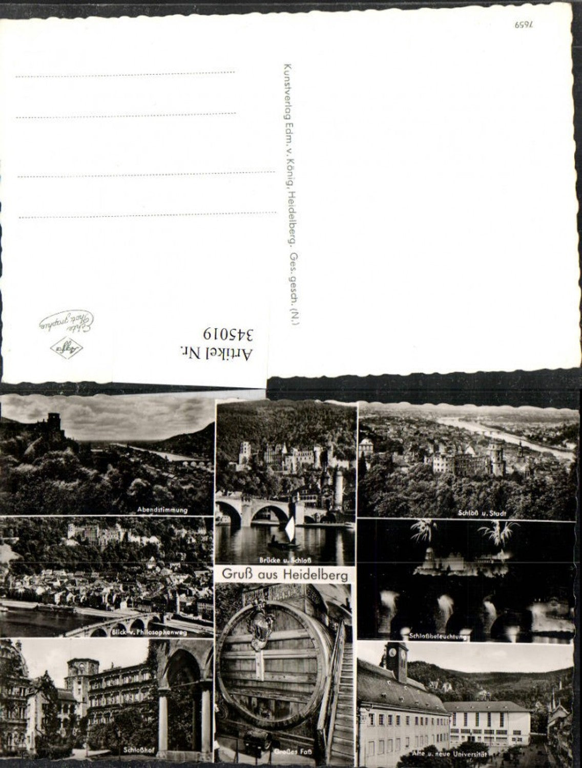 345019,Gruß aus Heidelberg Totale Schloss Brücke Großes Fass Universität Mehrbildkarte