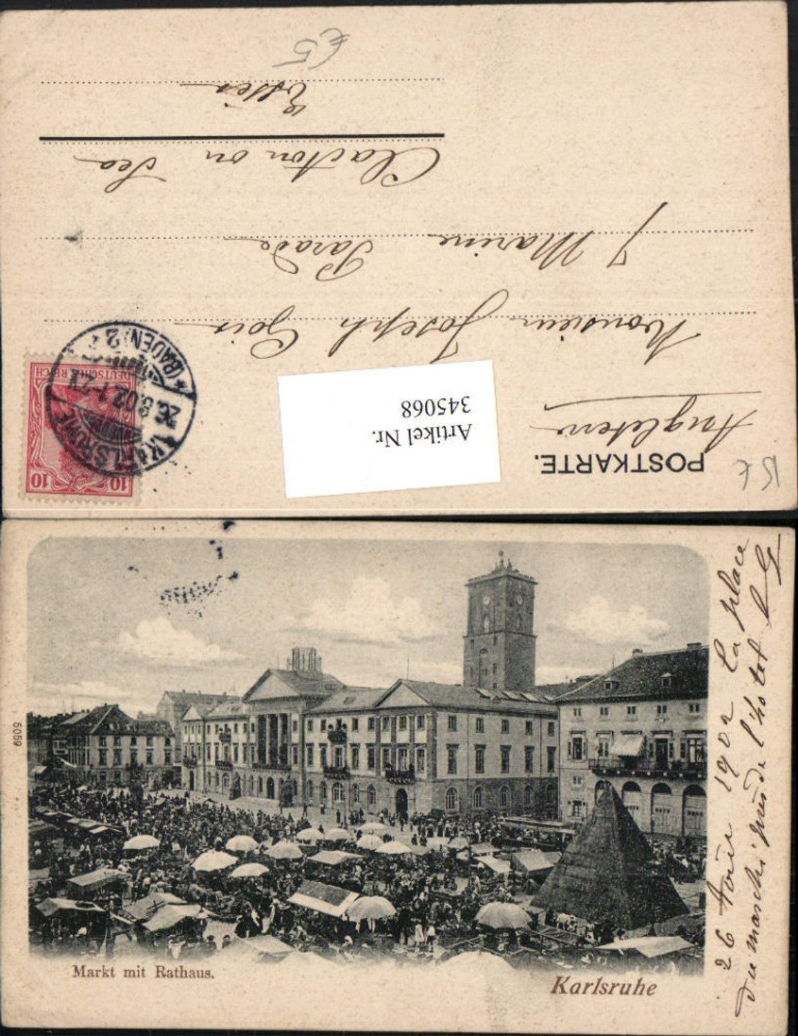 345068,Karlsruhe Markt m. Rathaus