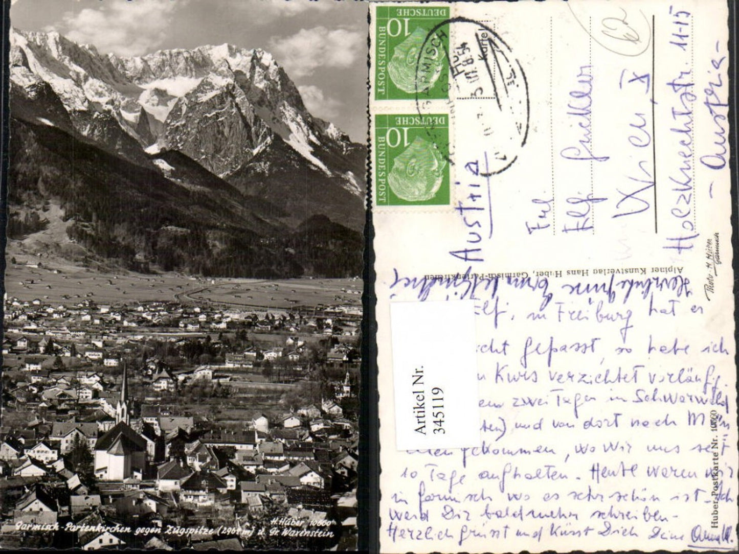 345119,Garmisch-Partenkirchen Totale geg. Zugspitze u. Waxenstein Bergkulisse