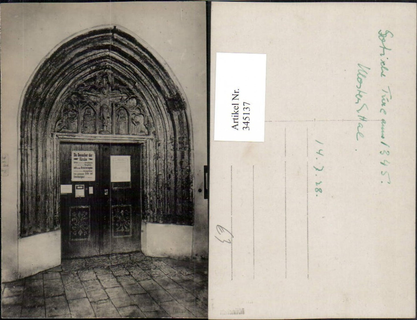 345137,Foto AK Kloster Ettal Gotisches Portal Tür