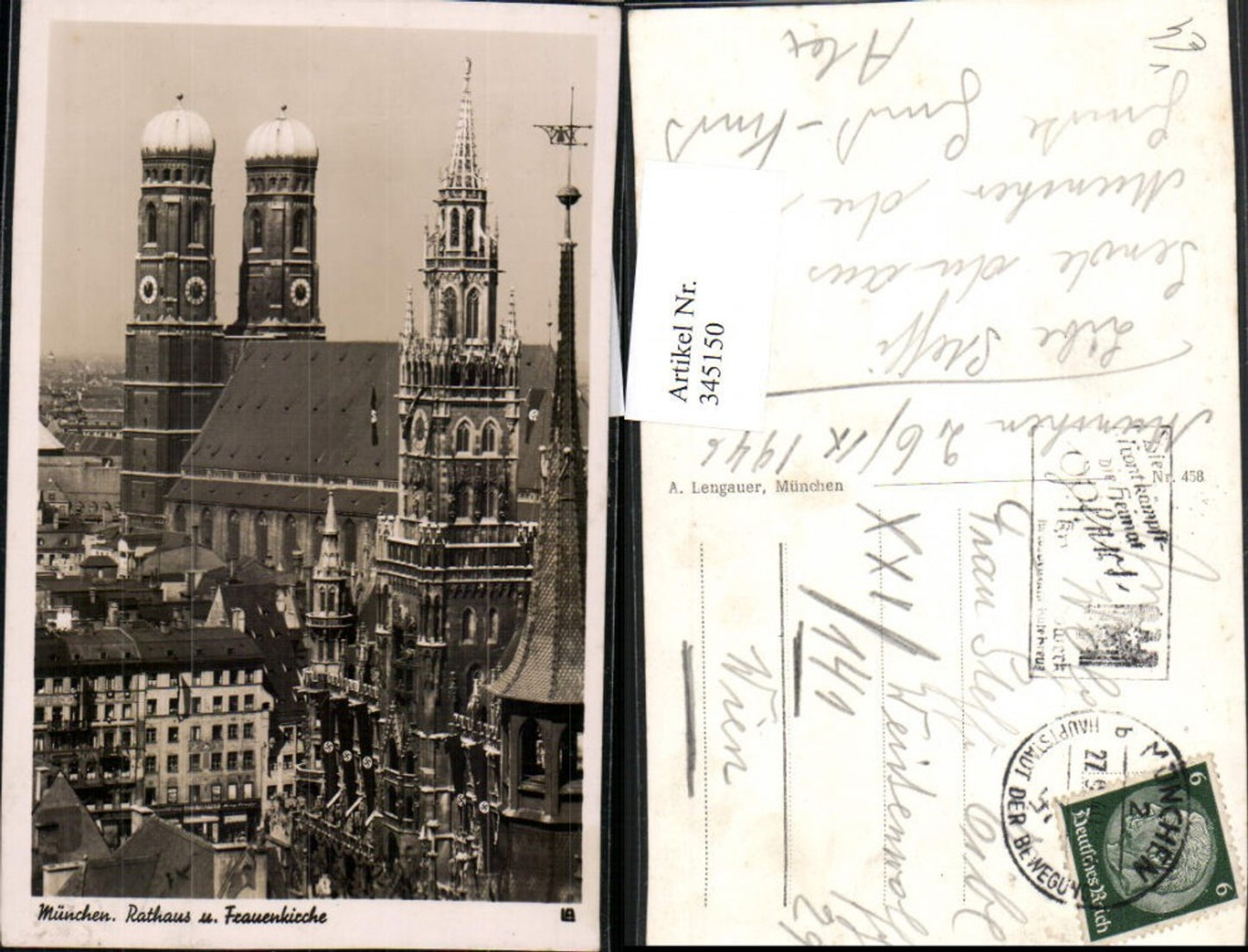 345150,München Rathaus u. Frauenkirche Kirche pub A. Lengauer