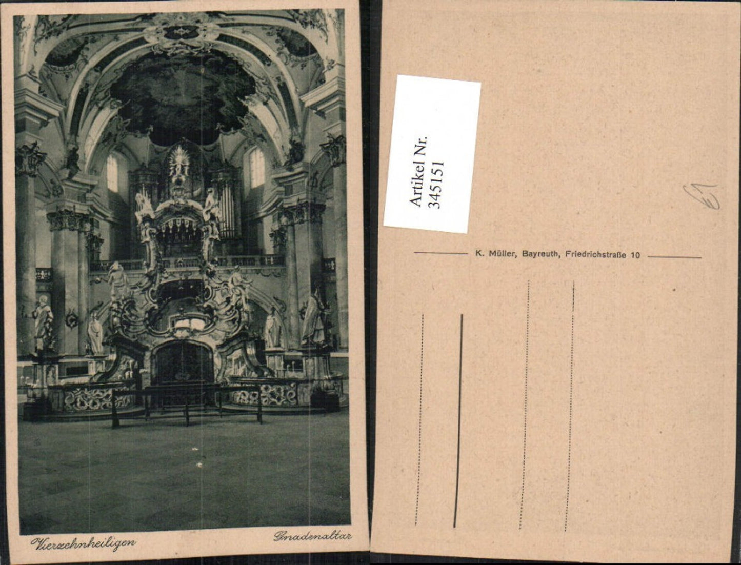 345151,Kirche Vierzehnheiligen b. Bad Staffelstein Gnadenaltar Orgel
