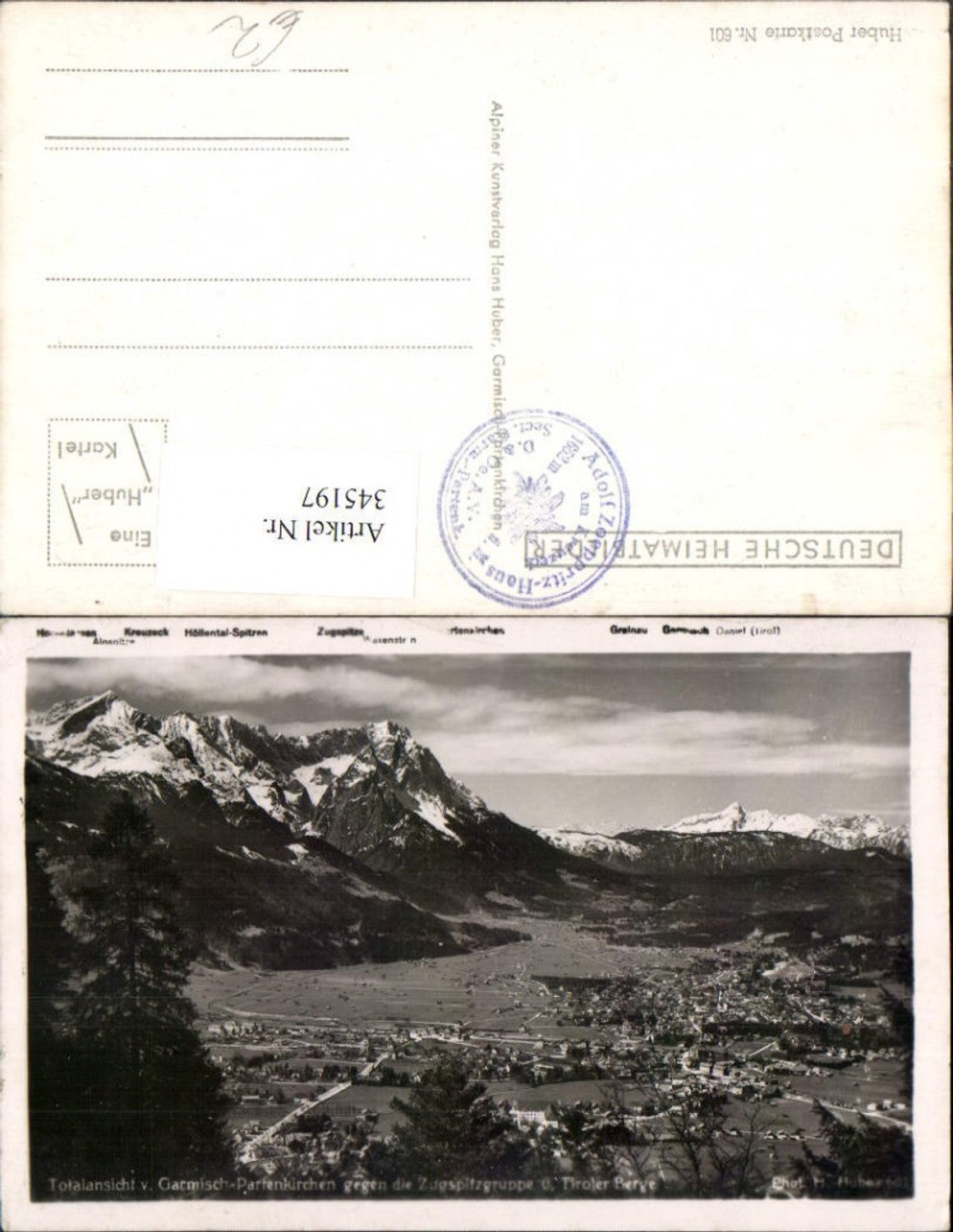 345197,Garmisch-Partenkirchen Totale geg. Zugspitze u. Tiroler Berge Bergkulisse