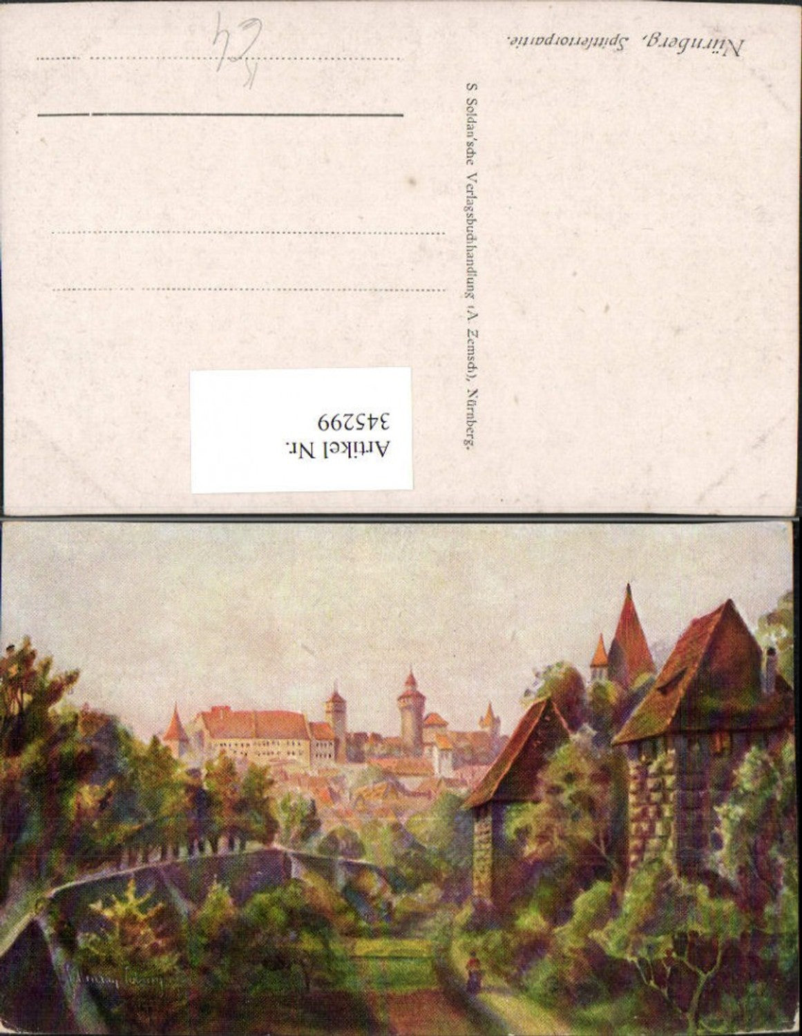 345299,Künstler AK Fellmann Coburg Nürnberg Teilansicht Spittlertorpartie