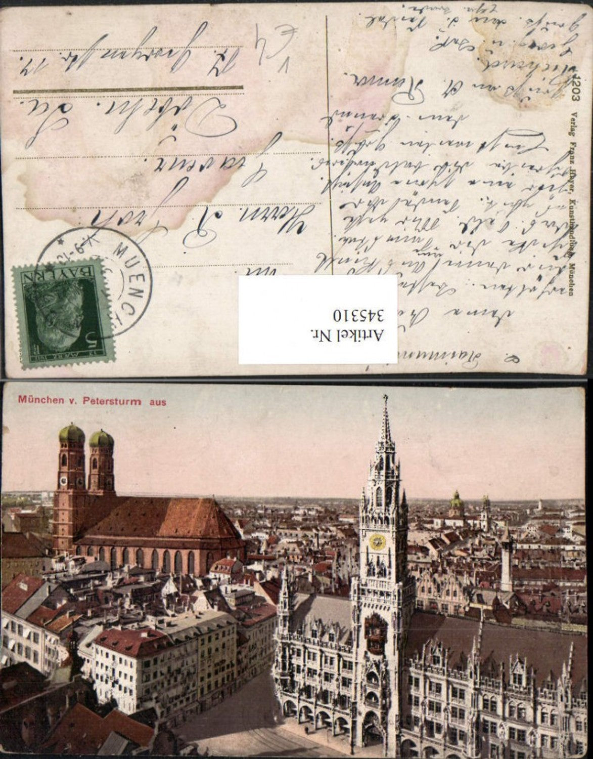 345310,München Rathaus Frauenkirche vom Petersturm pub Franz Hayer 1203