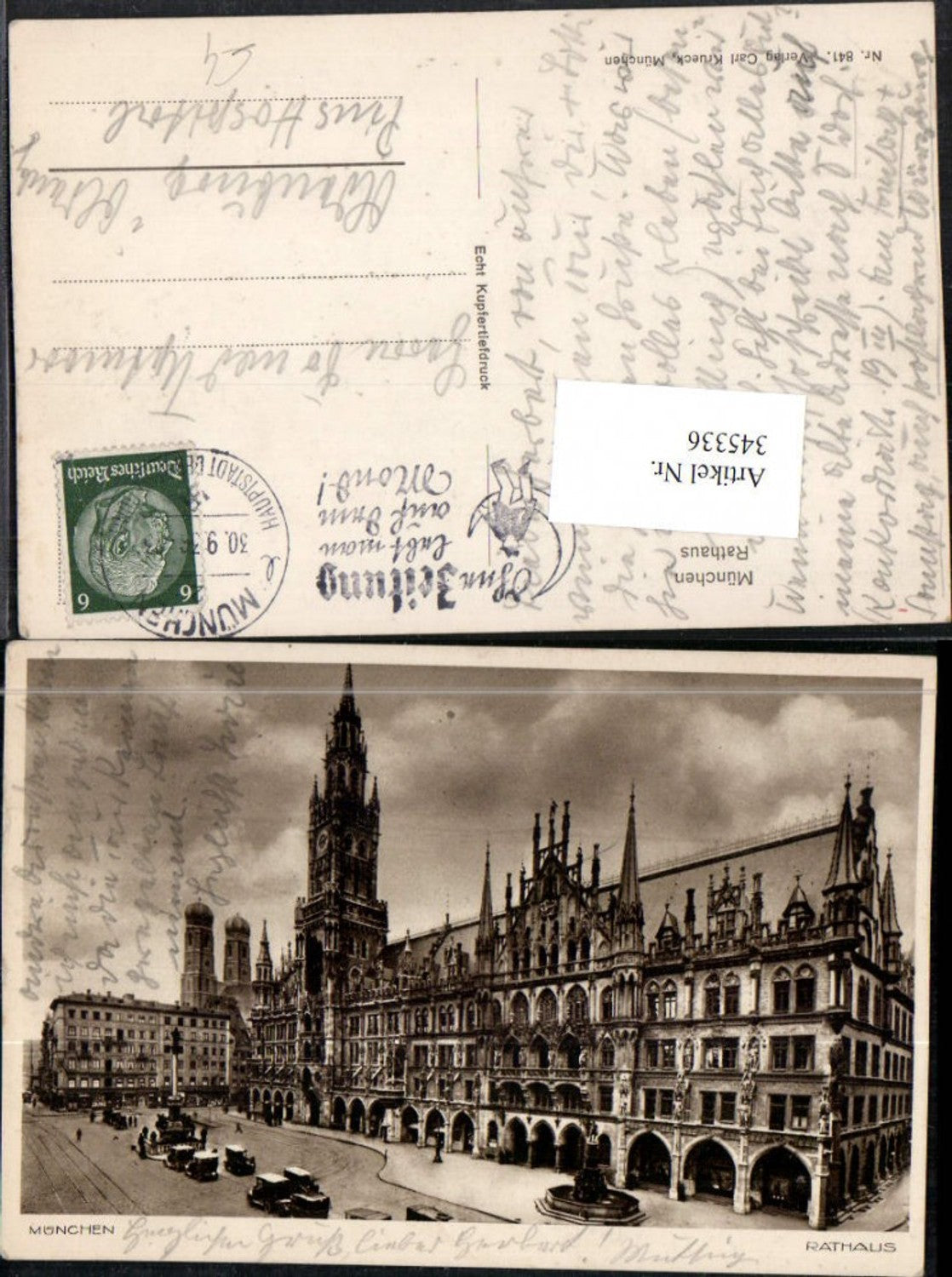 345336,München Rathaus m. Frauenkirche Kirchentürme