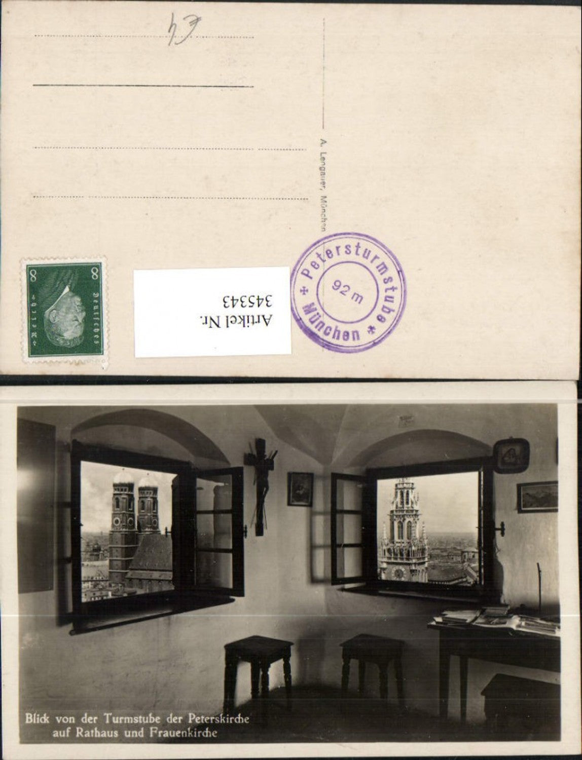345343,München Blick von d. Turmstube der Peterskirche auf Rathaus u. Frauenkirche