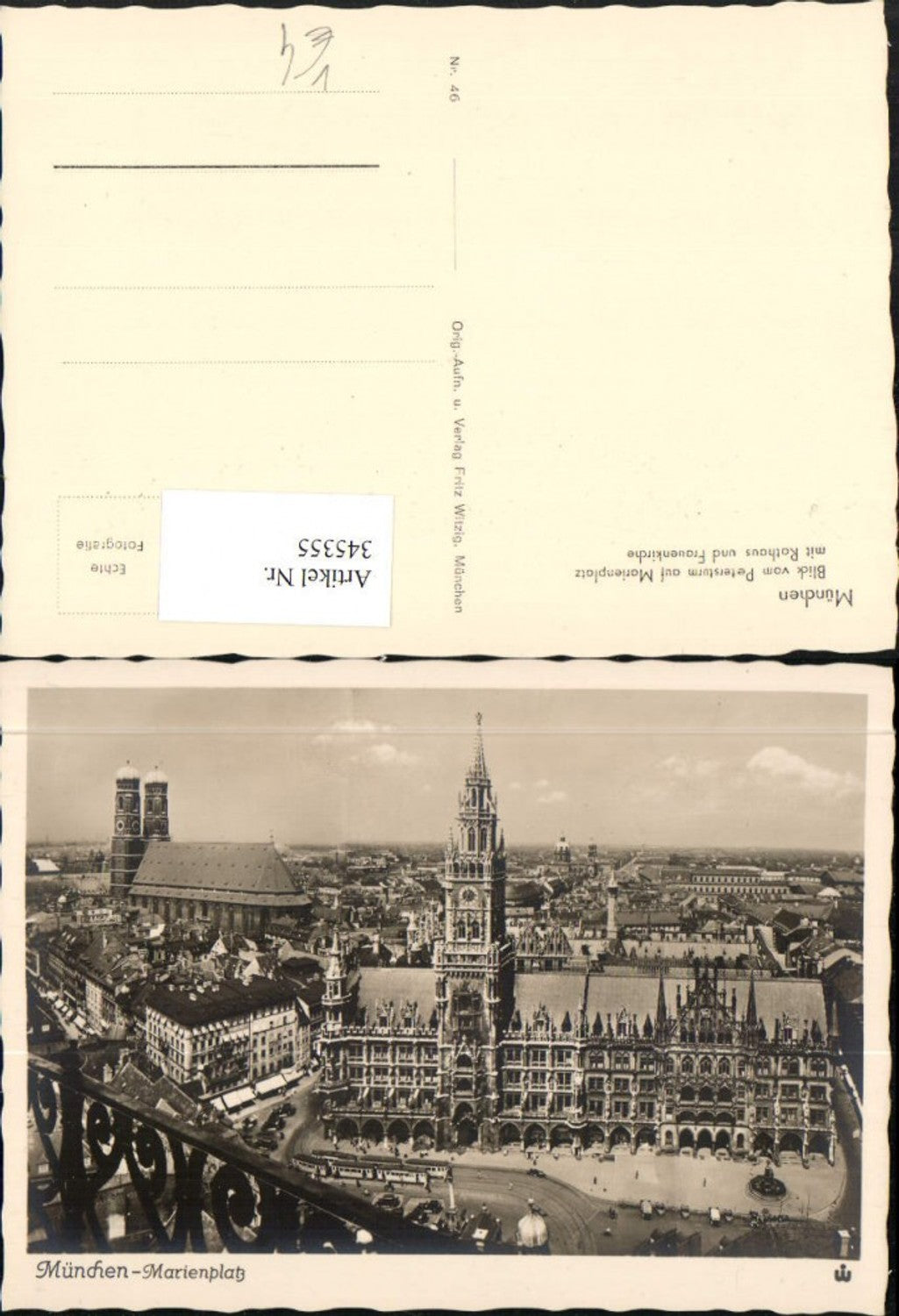 345355,München Marienplatz Rathaus u. Frauenkirche pub Fritz Witzig 46