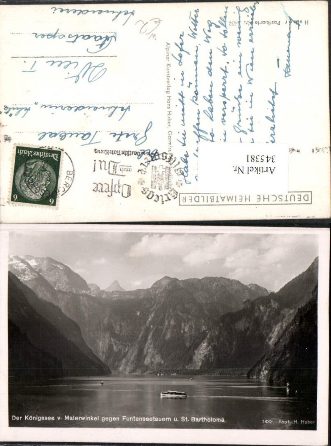 345381,Königssee See b. Schönau geg. Funtenseetauern u. St. Bartholomä Bergkulisse
