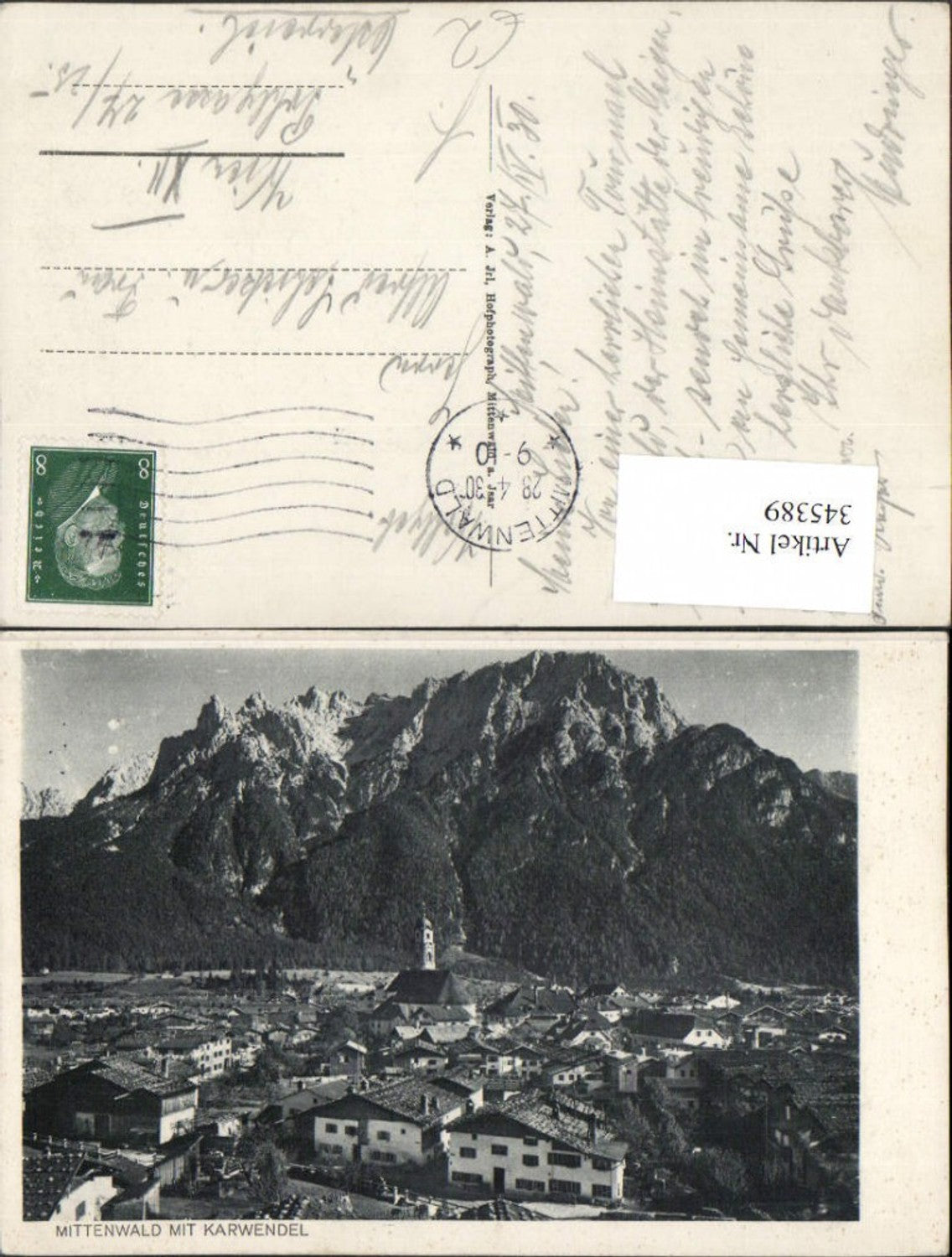 345389,Mittenwald Totale m. Karwendel Bergkulisse