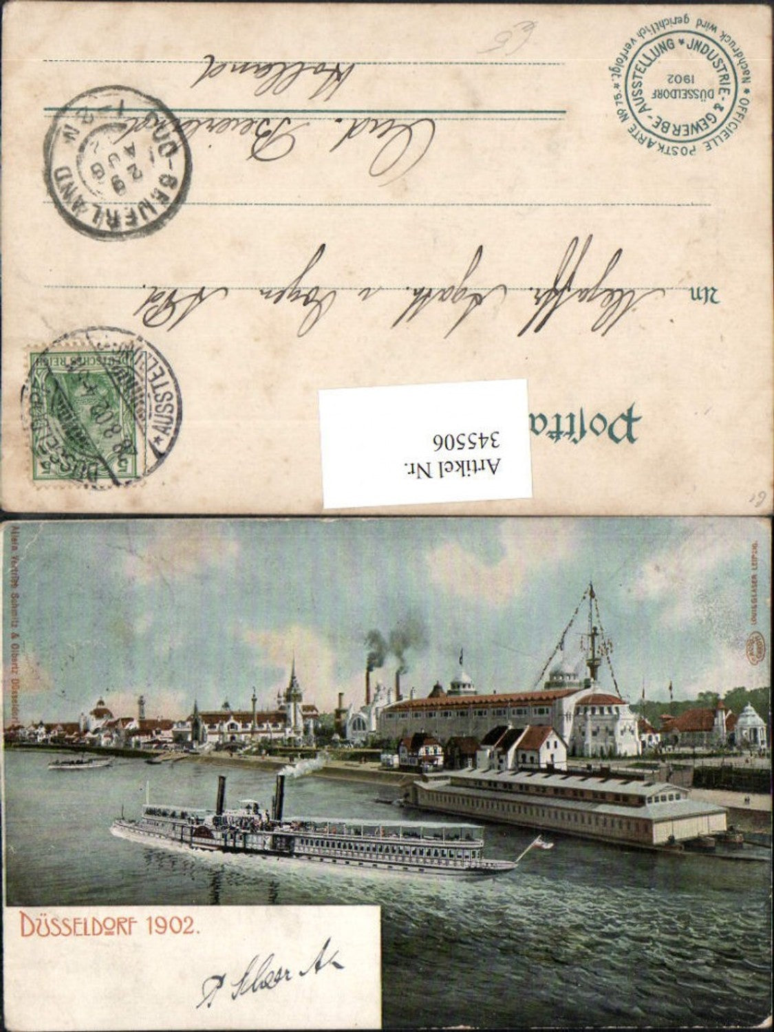 345506,Düsseldorf 1902 Industrie Dampfer Schiff