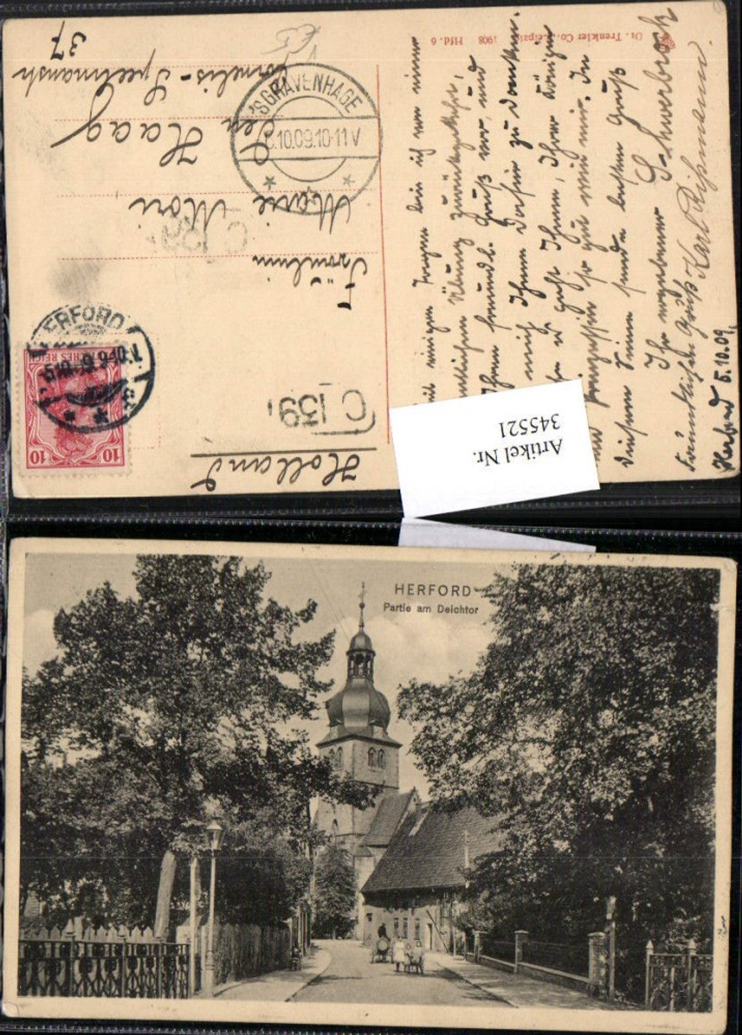 345521,Herford Partie am Deichtor Straßenansicht Kirche pub Trenkler & Co