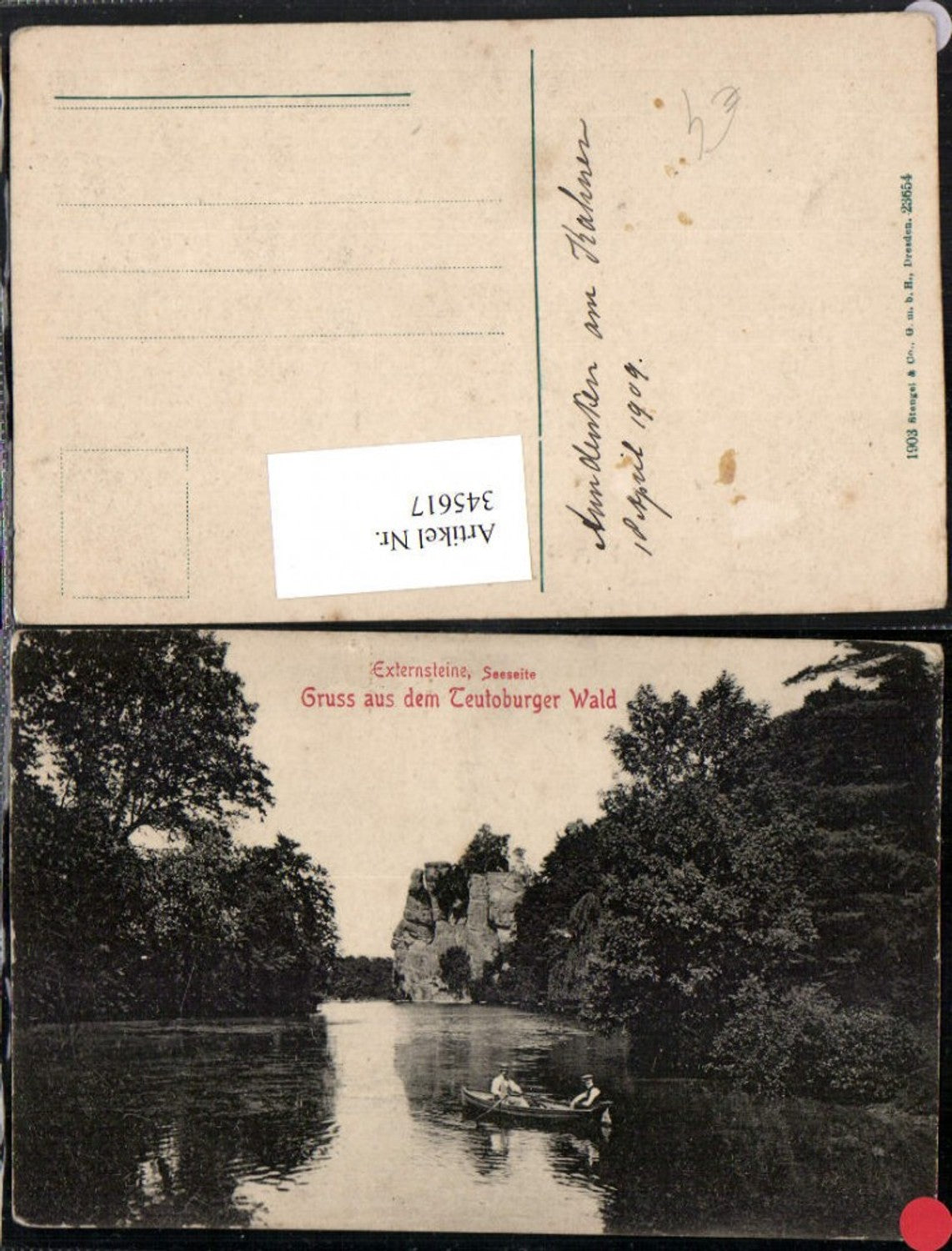 345617,Gruß aus dem Teutoburger Wald Externsteine b. Horn-Bad Meinberg Ruderboot