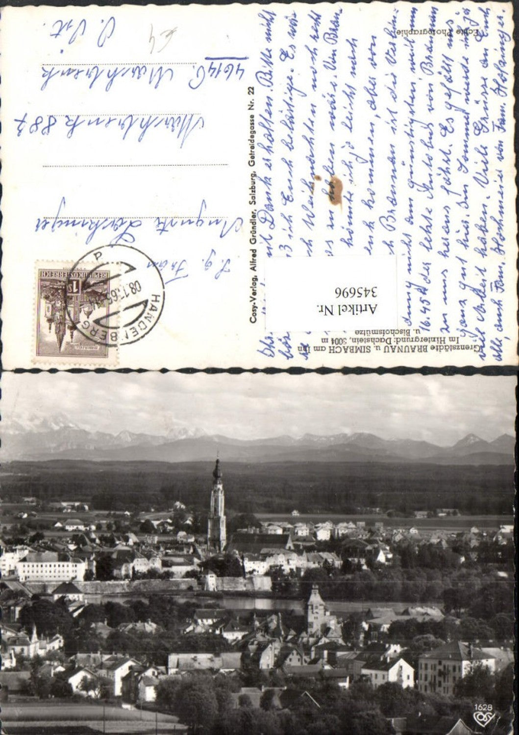 345696,Braunau u. Simbach am Inn Totale m. Dachstein u. Bischofsmütze pub Cosy 1628