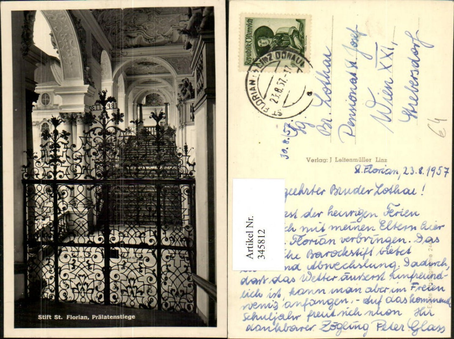 345812,Stift St. Florian Innenansicht Prälatenstiege Stiege