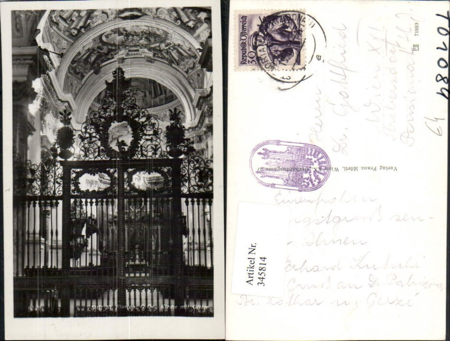 345814,Stift St. Florian Innenansicht Kirche m. Gitter