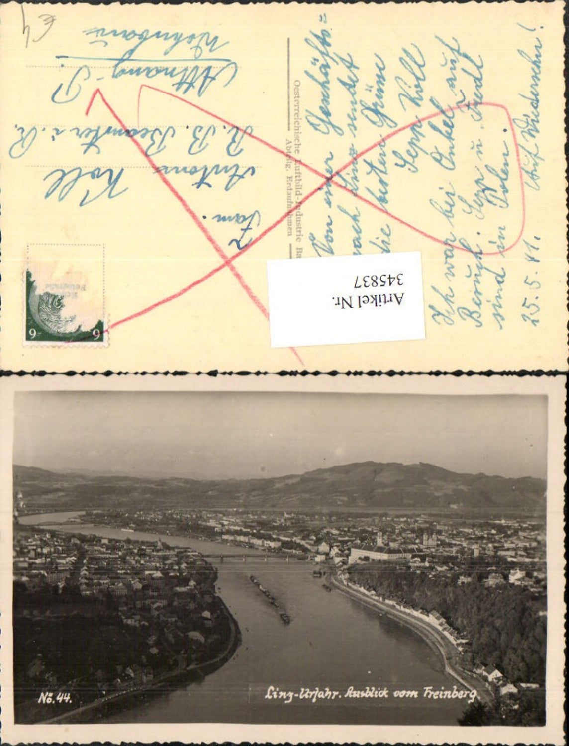 345837,Linz an d. Donau Urfahr Totale vom Freinberg