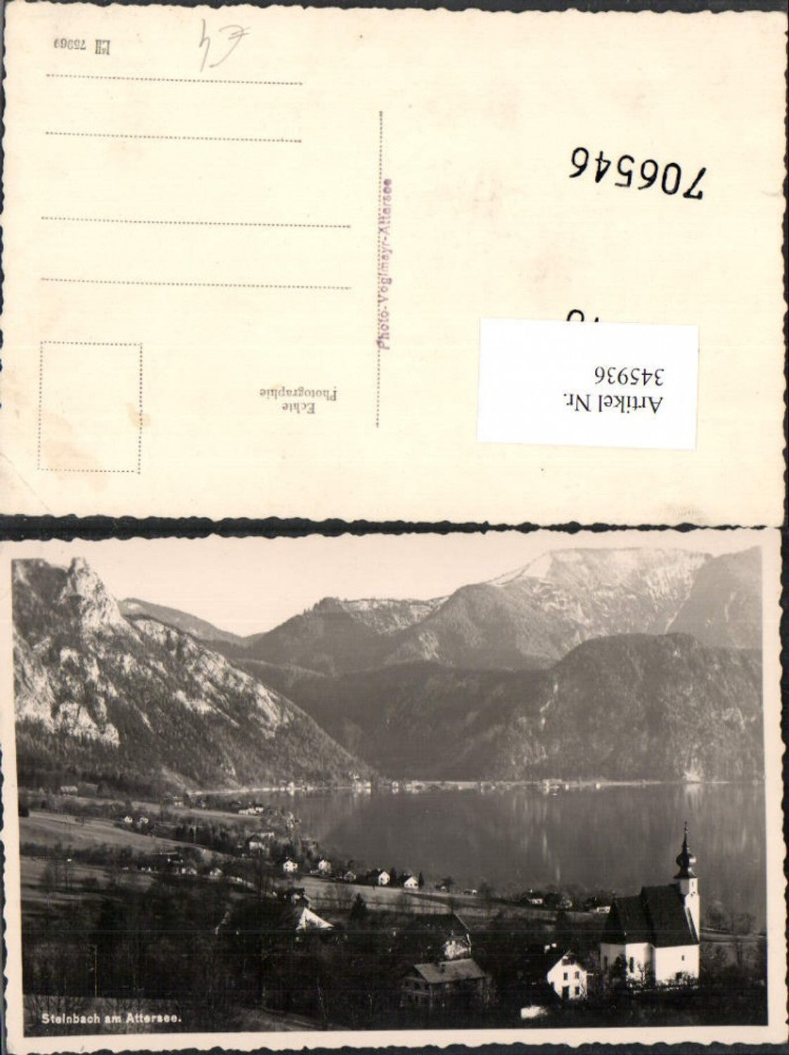 345936,Steinbach am Attersee Teilansicht Kirche Bergkulisse
