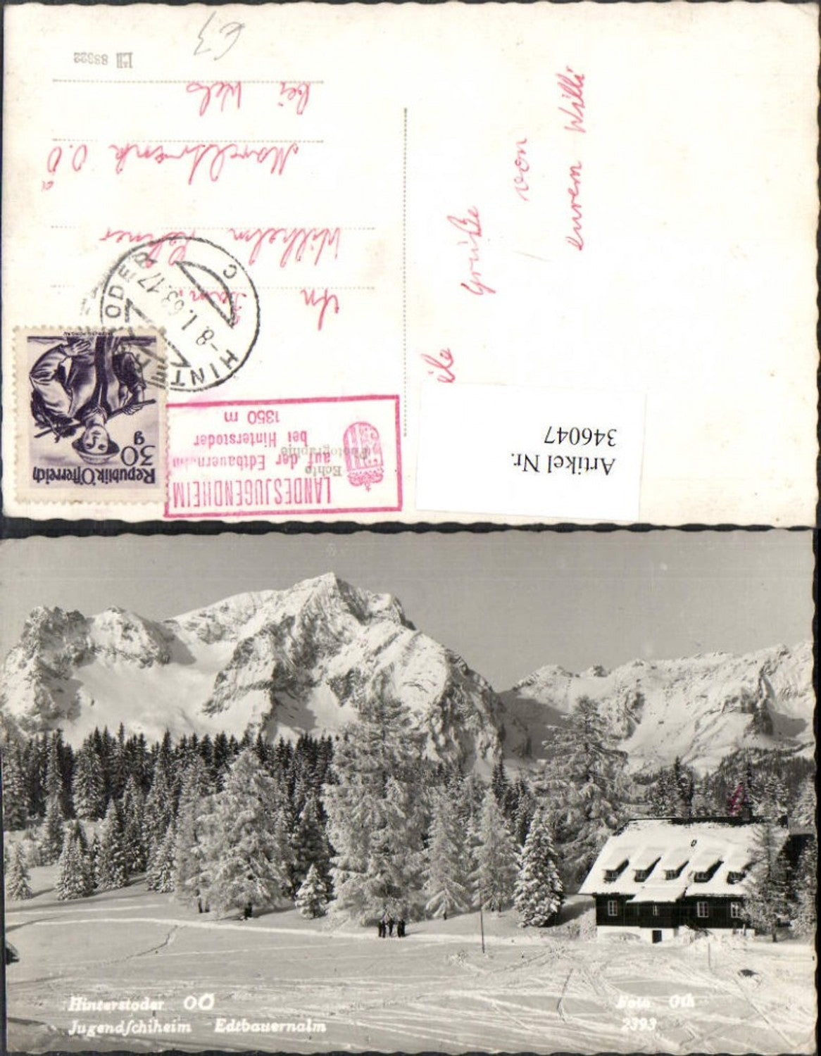 346047,Hinterstoder Jugendskiheim Edtbauernalm Bergkulisse Winterbild pub Foto Oth 2393