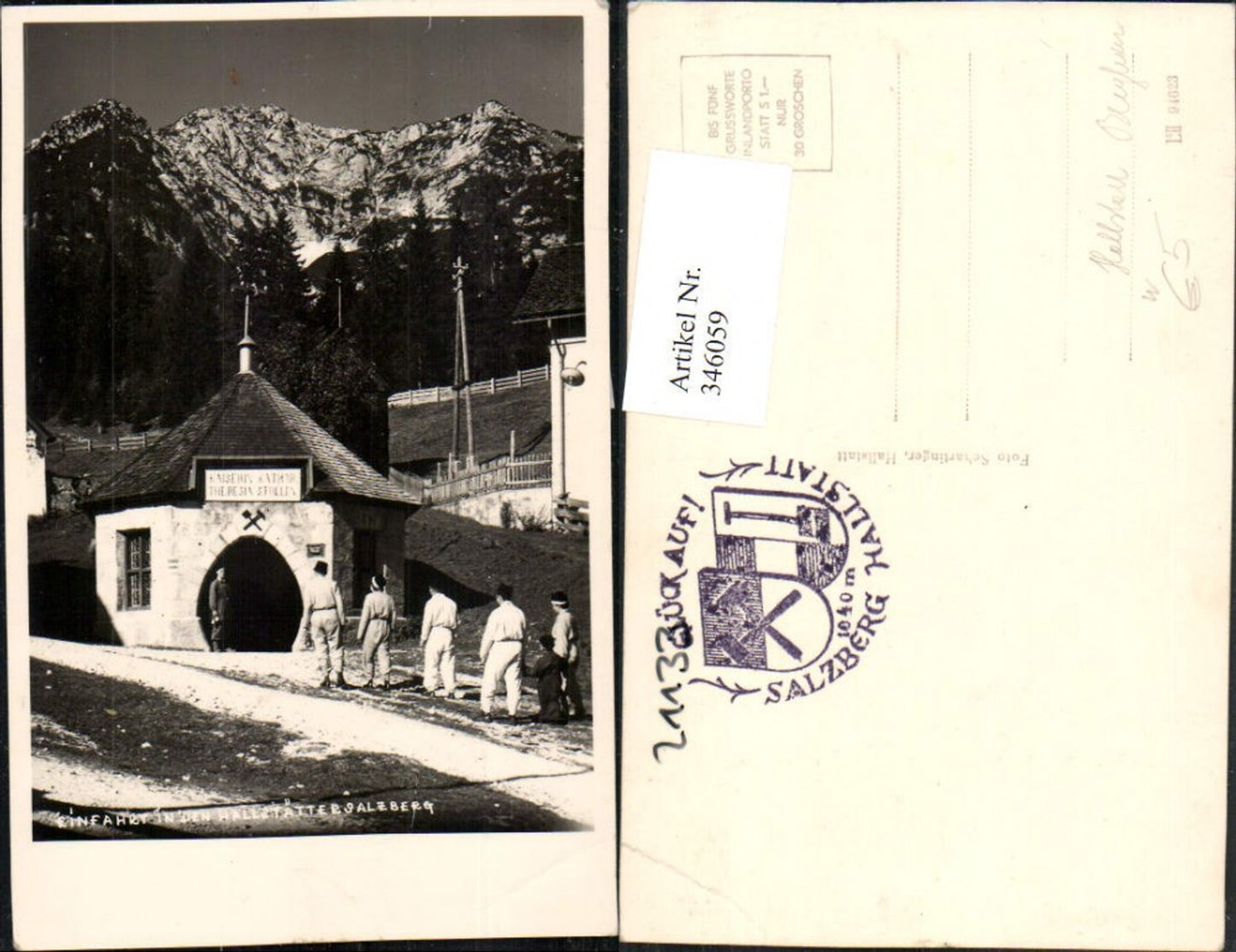 346059,Einfahrt in den Hallstätter Salzberg b. Hallstatt Bergbau Bergkulisse