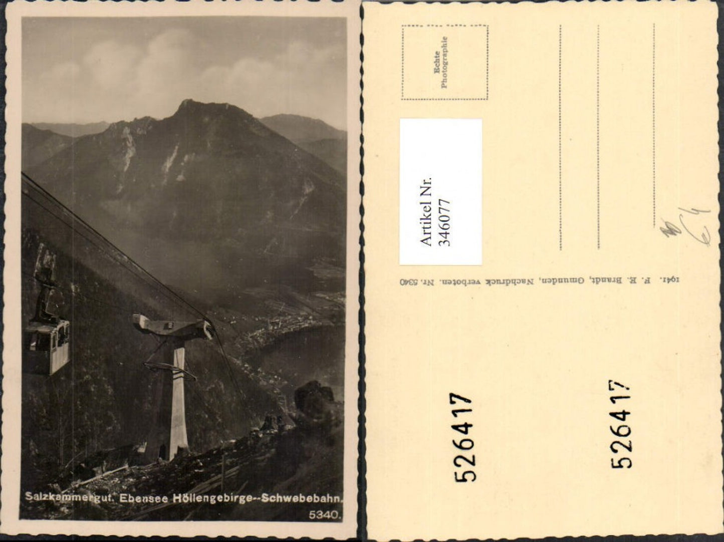 346077,Ebensee Höllengebirge Seilbahn Bergkulisse pub F. E. Brandt 5340