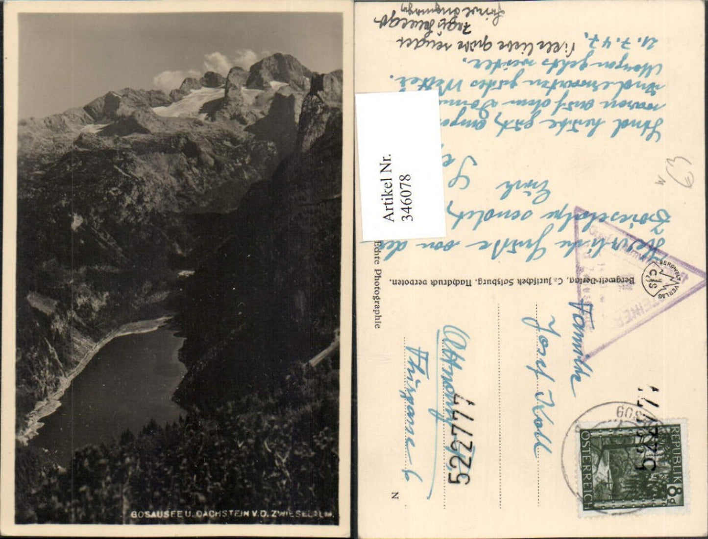 346078,Gosausee See b. Gosau m. Dachstein von d. Zwieselalm Bergkulisse