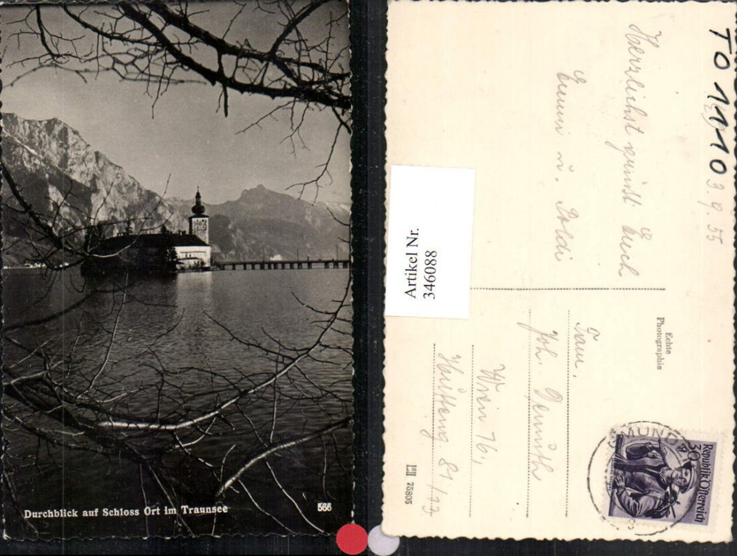 346088,Gmunden Blick auf Schloss Ort Orth im Traunsee Bergkulisse