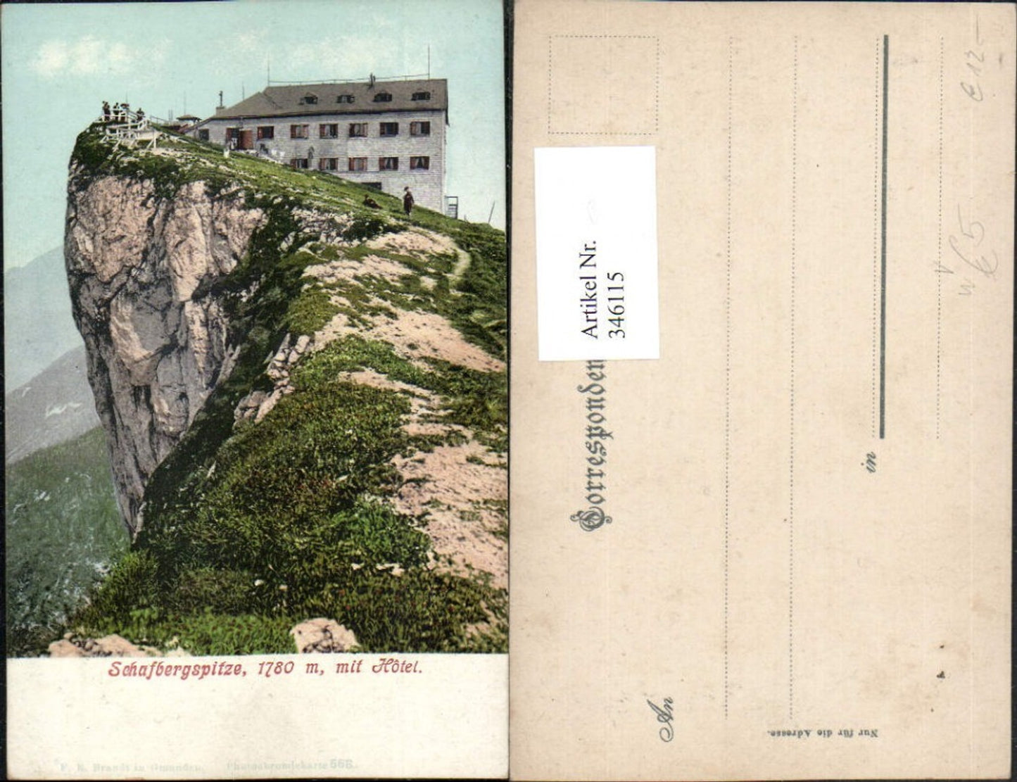 346115,Schafbergspitze m. Hotel b. St. Wolfgang pub F. E. Brandt 568