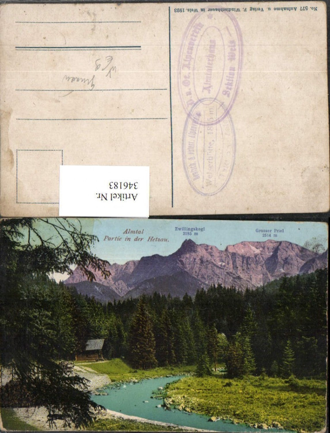 346183,Almtal Partie in der Hetzau b. Grünau Bergkulisse pub F. Windischbauer 577