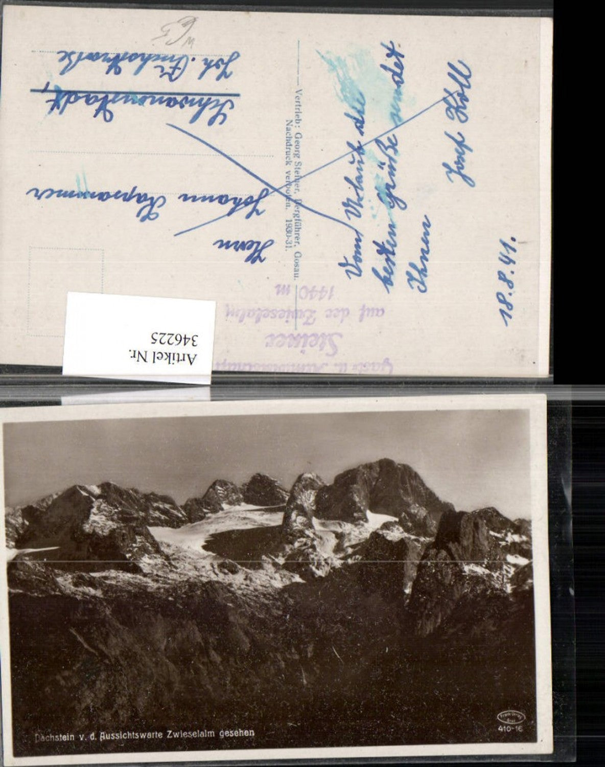 346225,Dachstein von d. Aussichtswarte Zwieselalm b. Gosau Bergkulisse