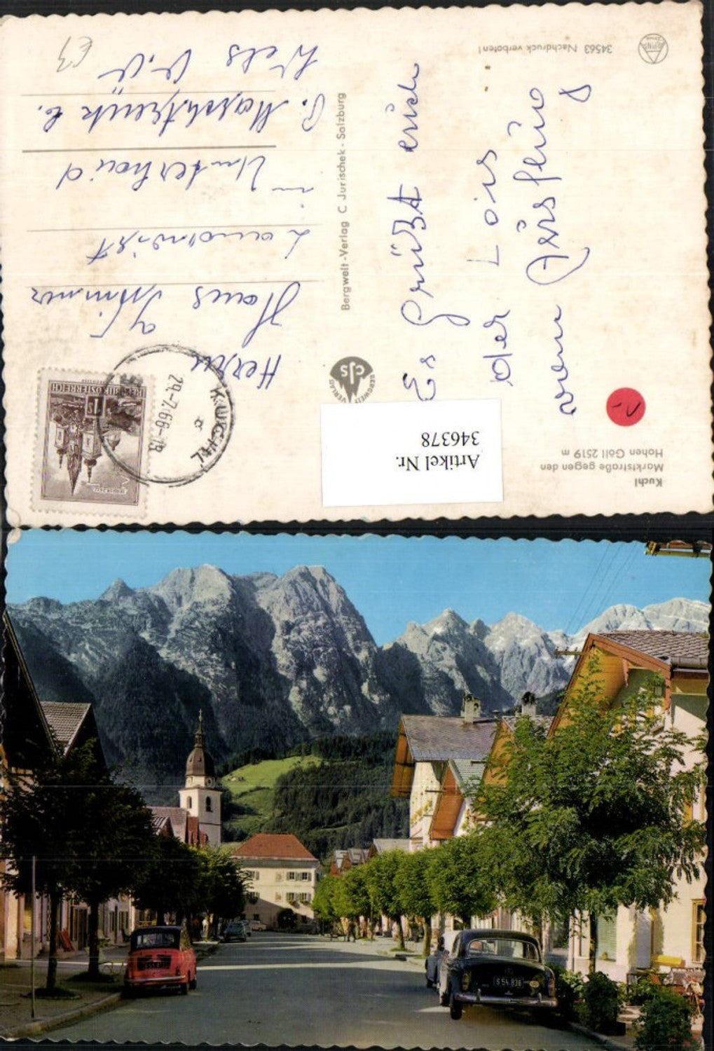 346378,Kuchl Marktstraße geg. Hohen Göll Straßenansicht Bergkulisse