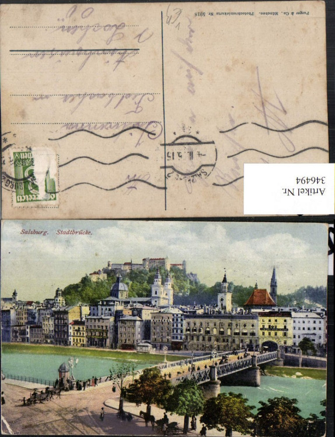 346494,Salzburg Teilansicht Staatsbrücke Brücke m. Festung pub Purger & Co 5918