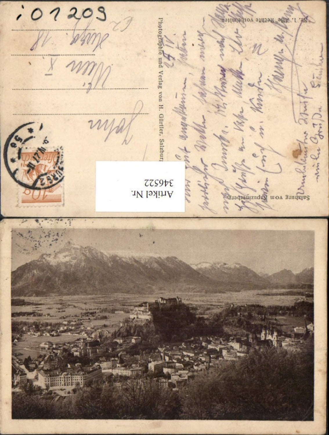 346522,Salzburg Totale vom Kapuzinerberg Bergkulisse
