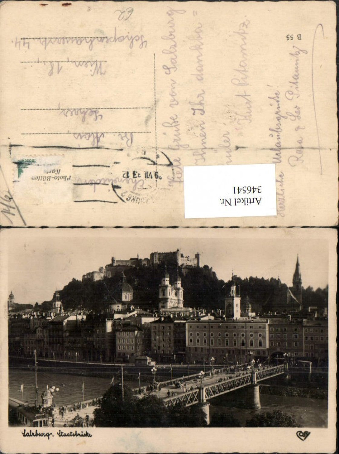 346541,Salzburg Teilansicht Staatsbrücke Brücke m. Festung pub Cosy
