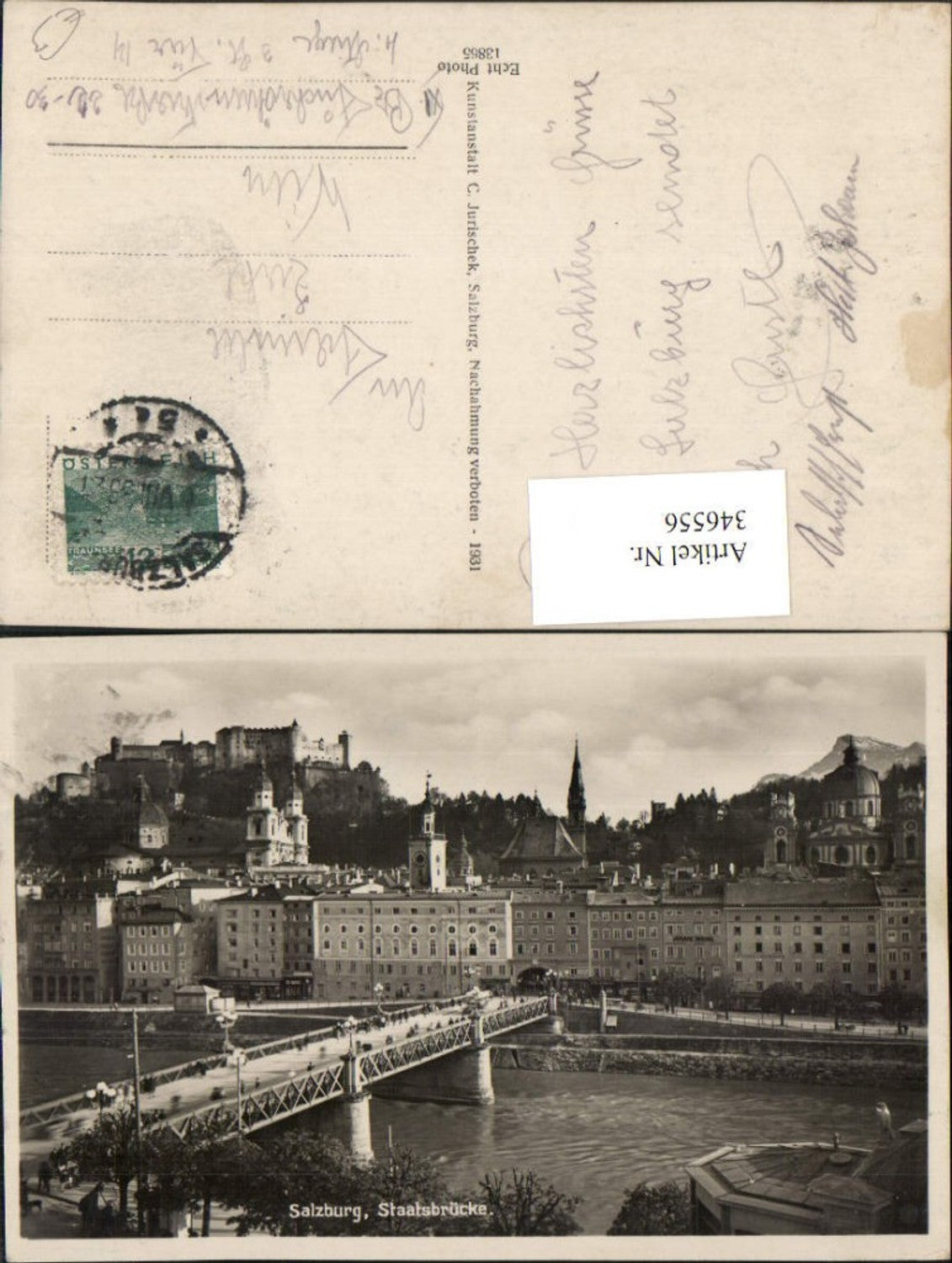346556,Salzburg Teilansicht Staatsbrücke Brücke m. Festung