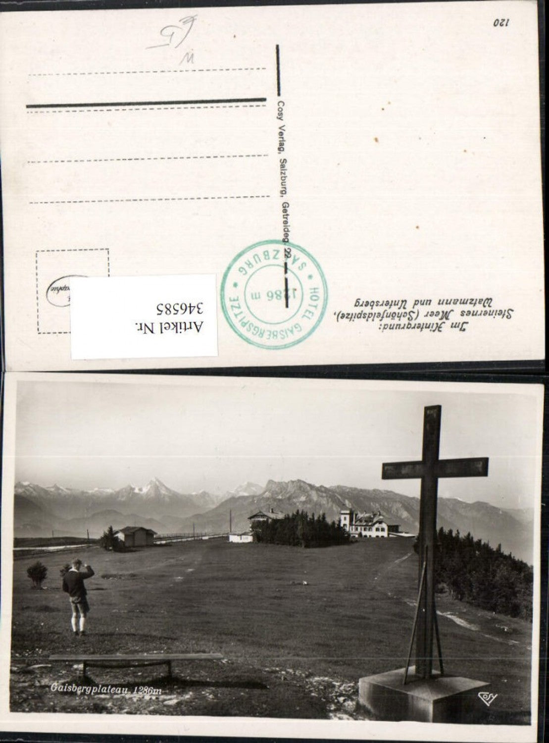 346585,Salzburg Gaisberg Plateau Kreuz m. Watzman u. Untersberg Bergkulisse pub Cosy