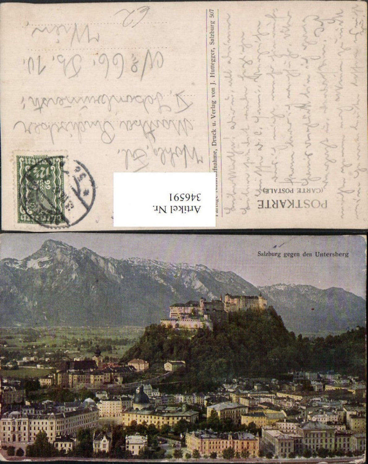 346591,Salzburg Teilansicht m. Festung geg. Untersberg Bergkulisse