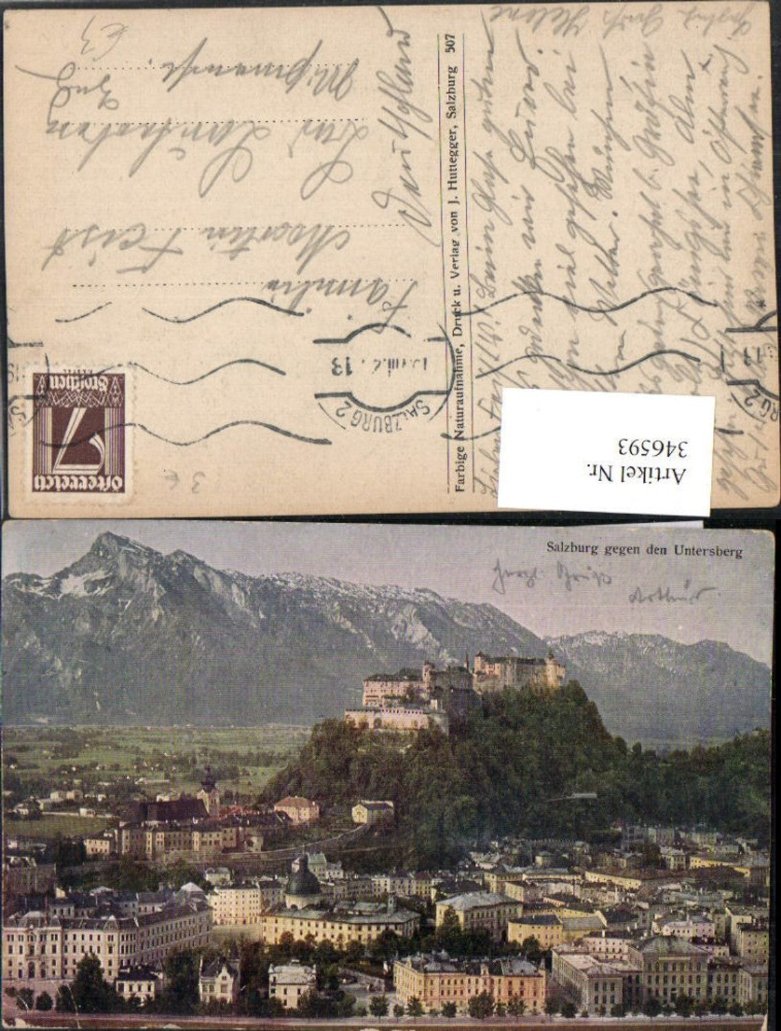 346593,Salzburg Teilansicht m. Festung geg. Untersberg Bergkulisse