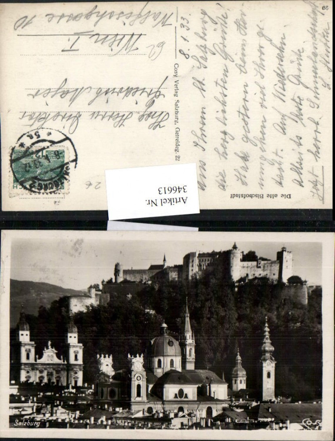 346613,Salzburg Totale m. Festung vom Kapuzinerberg Bergkulisse