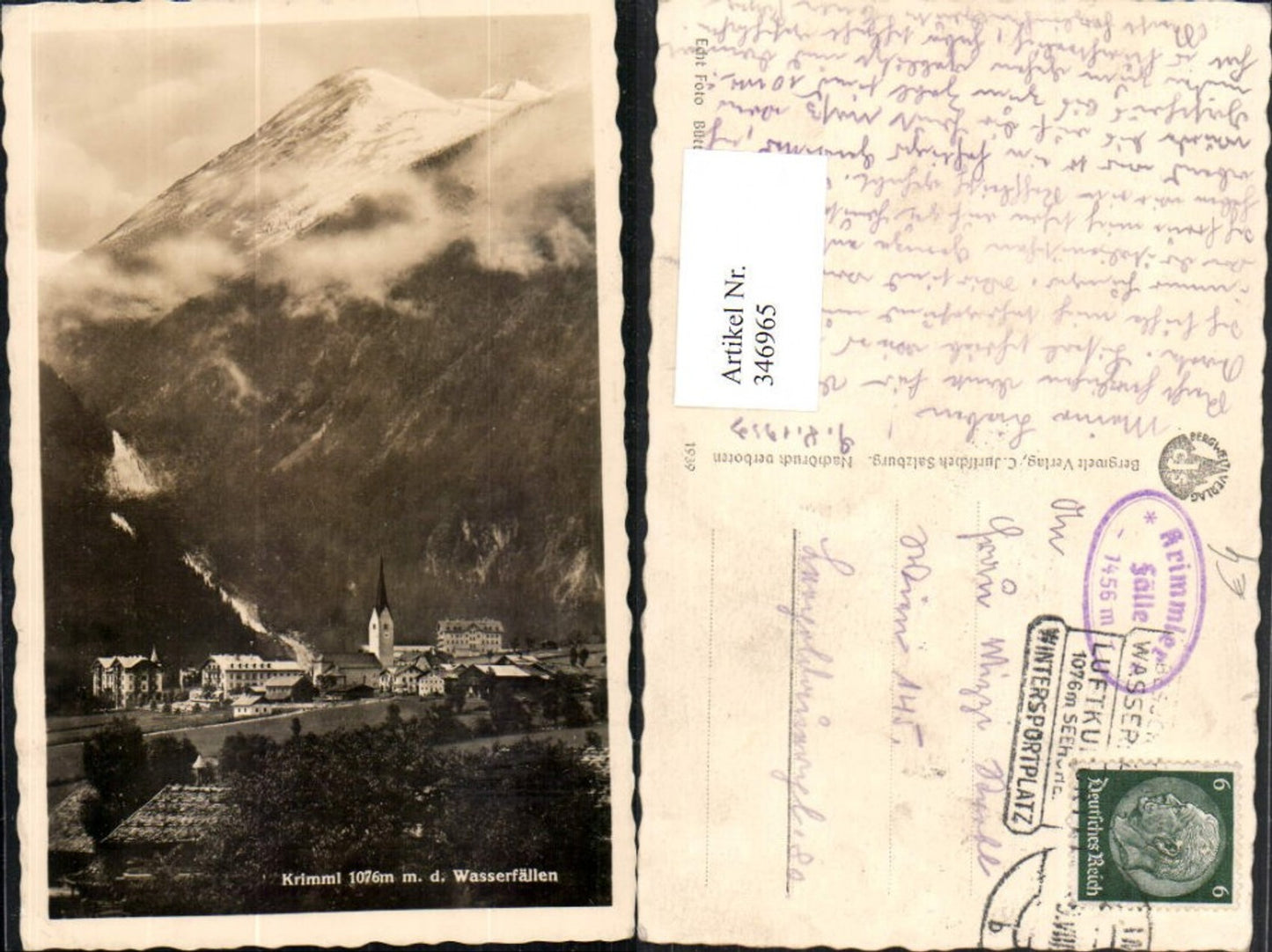 346965,Krimml Totale m. Wasserfällen Bergkulisse