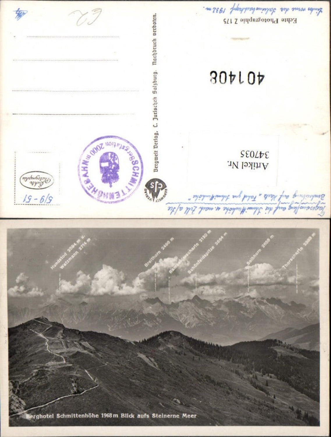 347035,Berghotel Schmittenhöhe b. Zell am See m. Steinernen Meer Bergkulisse