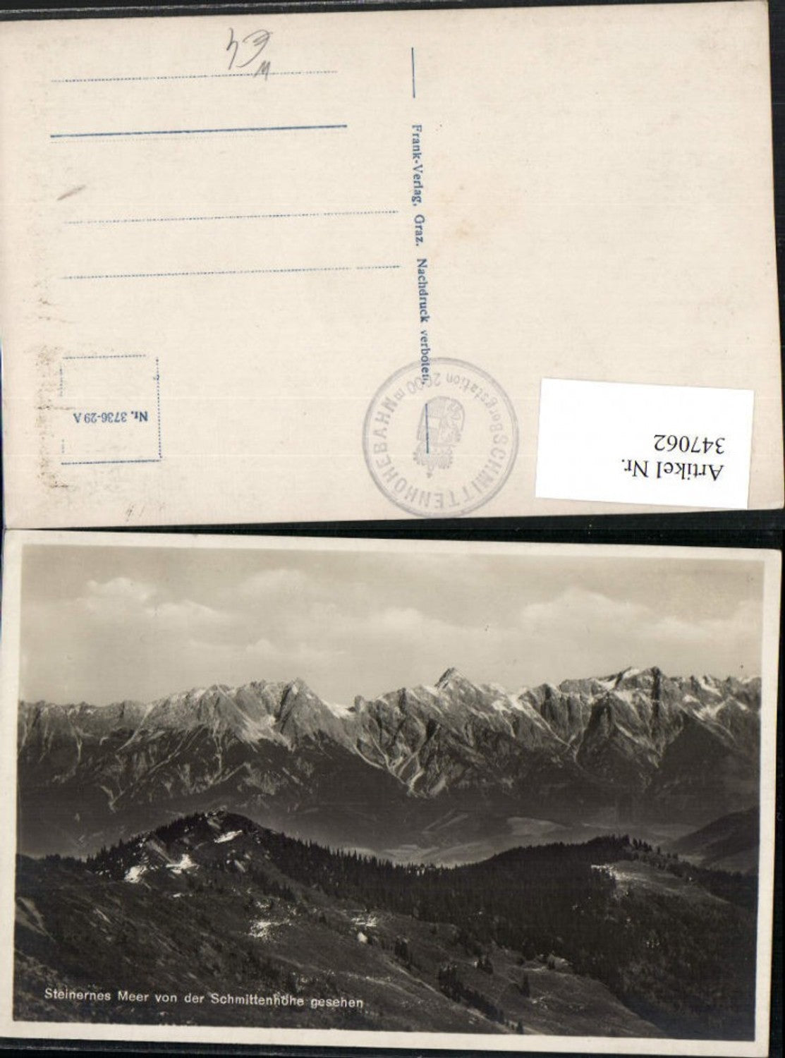 347062,Steinernes Meer von d. Schmittenhöhe b. Zell am See Bergkulisse