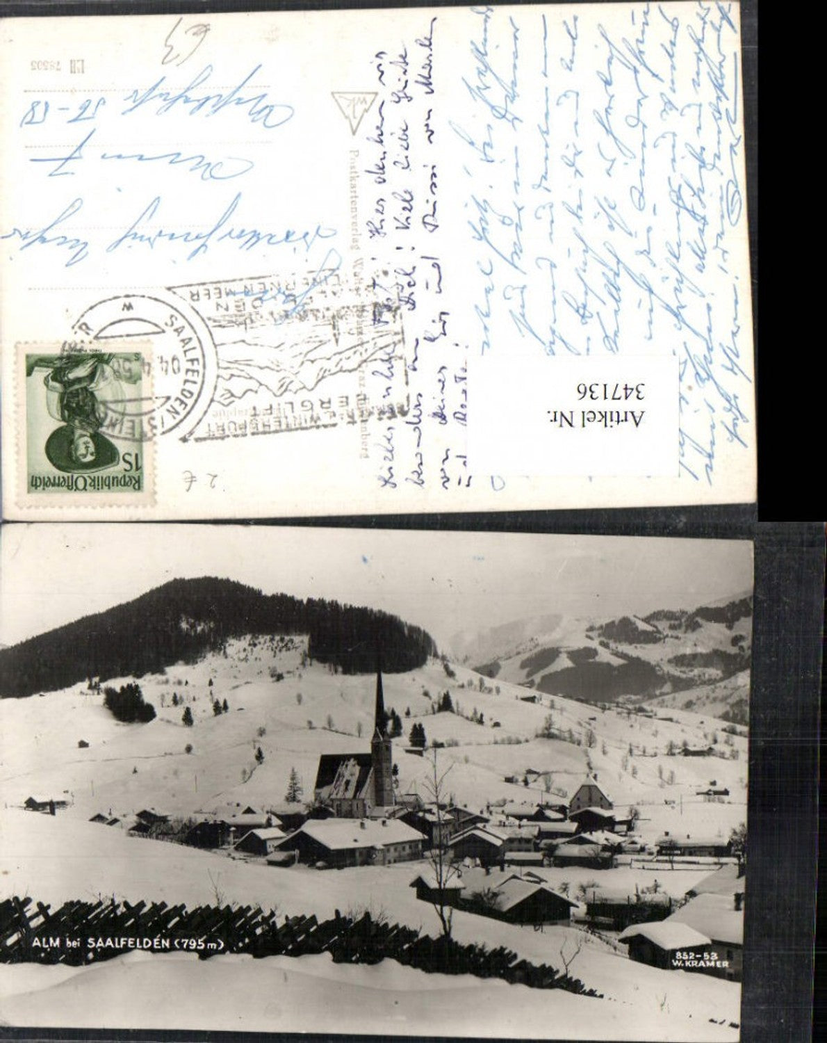 347136,Alm b. Saalfelden Totale Bergkulisse Winterbild