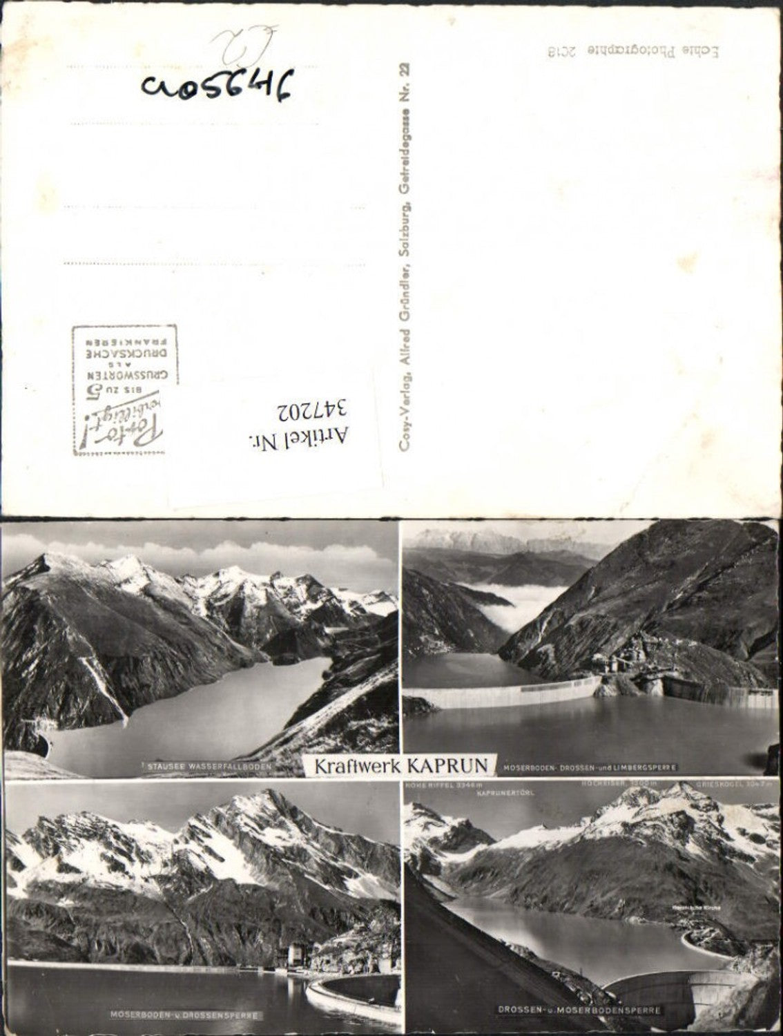 347202,Kraftwerk Kaprun Talsperre Stausee Bergkulisse Mehrbildkarte