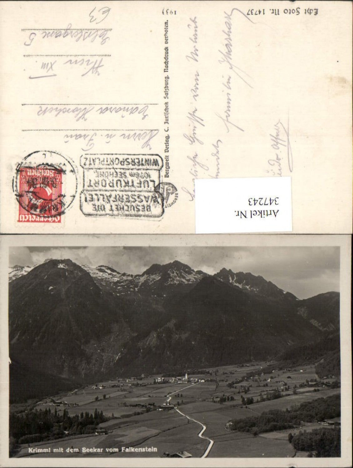 347243,Krimml Totale m. Seekar vom Falkenstein Bergkulisse