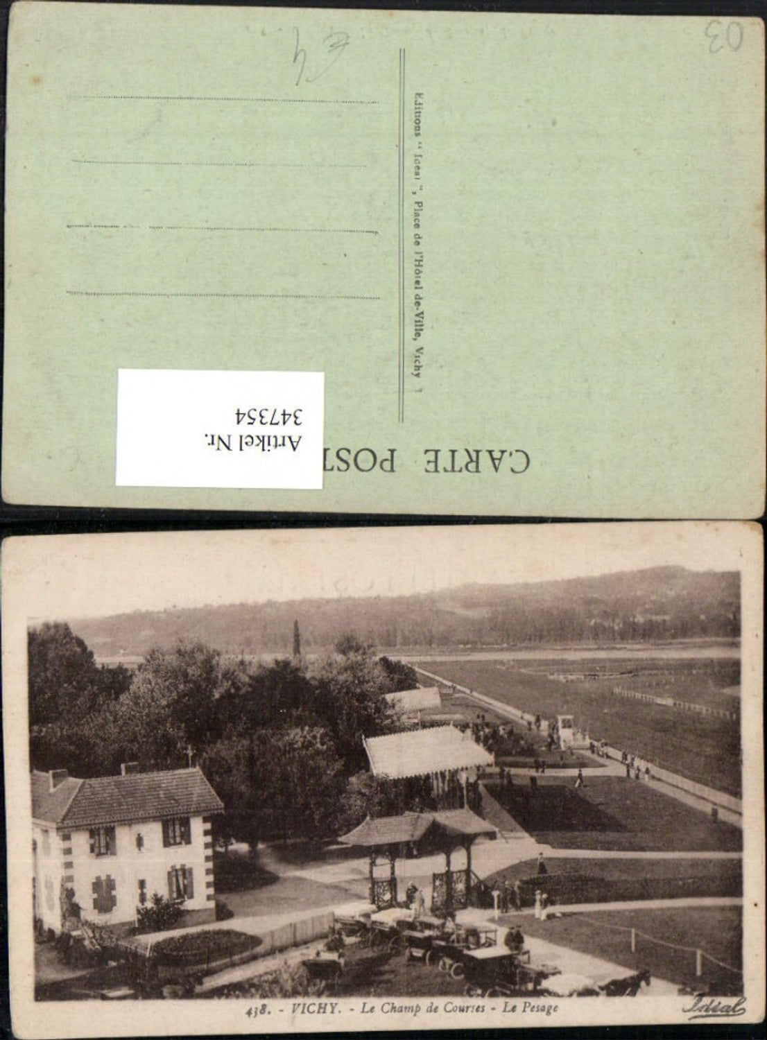347354,Auvergne Allier Vichy Le Champ de Courses Le Pesage Kutschen