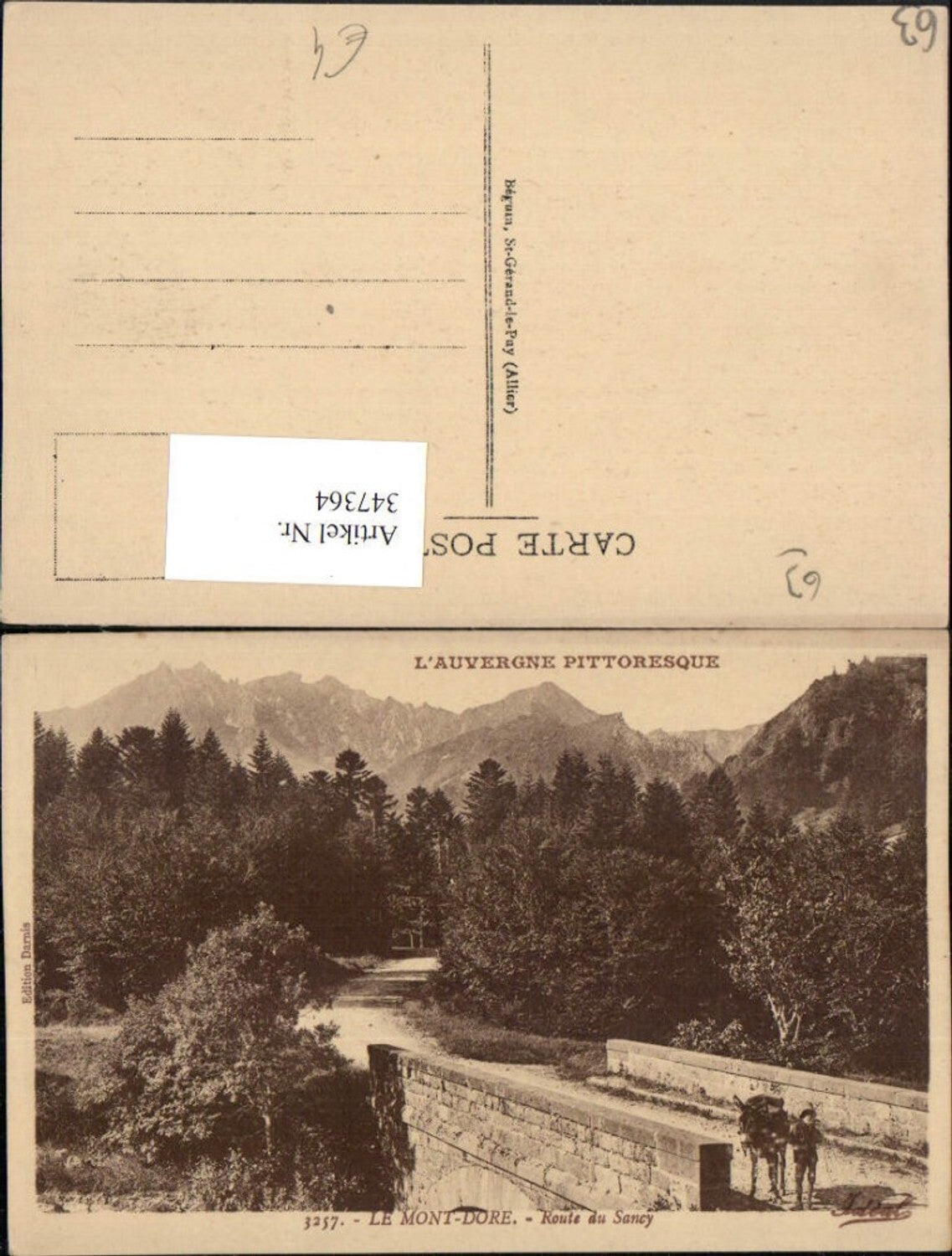 347364,Auvergne Puy-de-Dome Le Mont-Dore Route du Sancy Brücke Bergkulisse