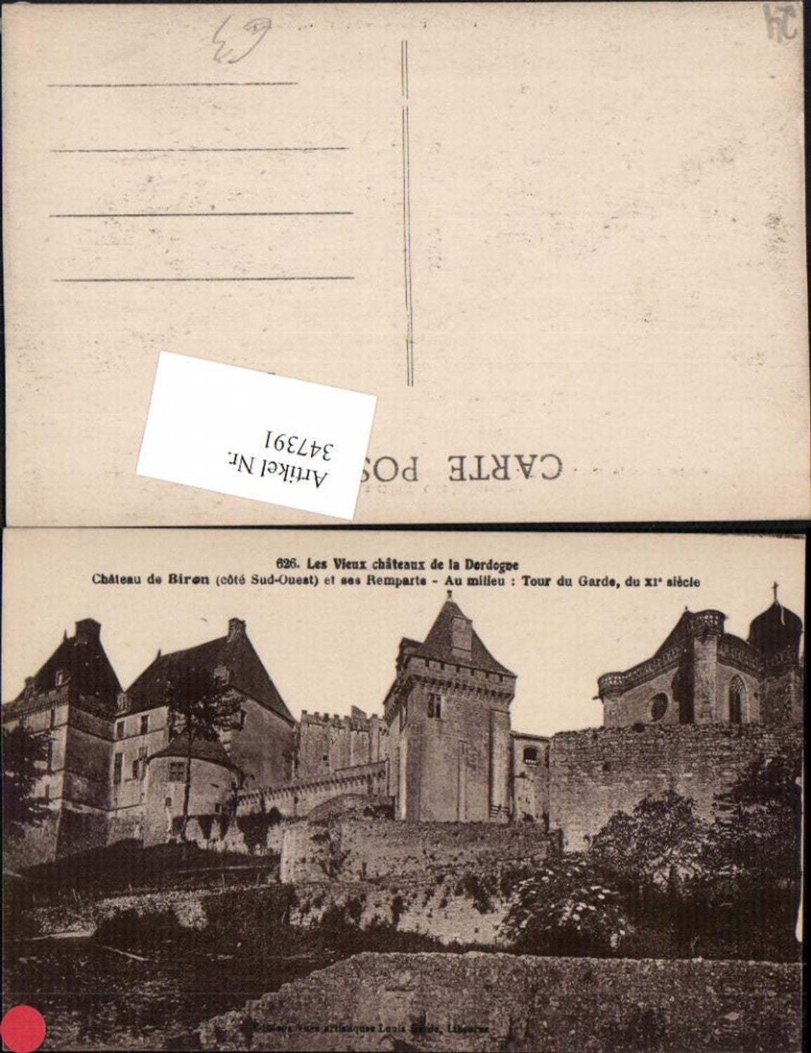 347391,Aquitanien Dordogne Chateau de Biron et ses Remparts Tour du Garde Schloss Turm